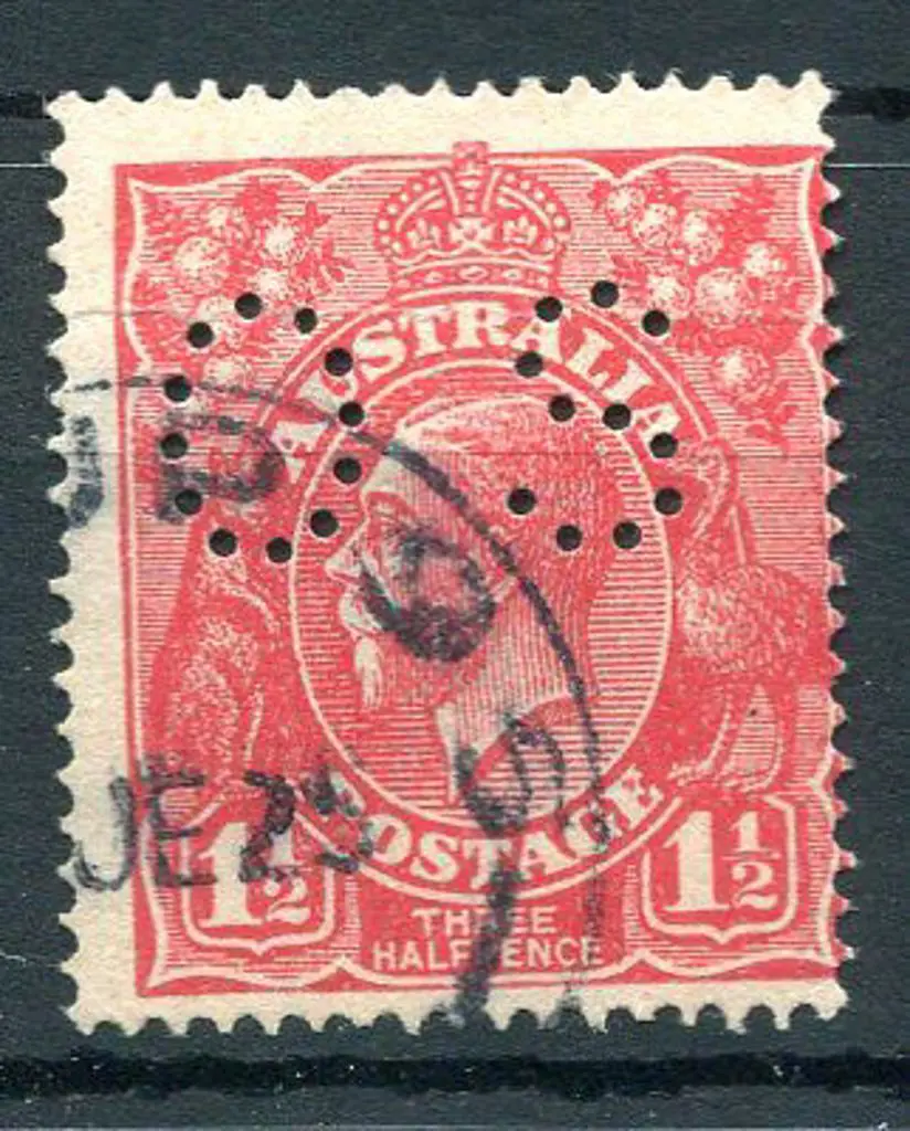 Group 95 C27 30% strike on 1½d red KGV perfined ... Image 1++