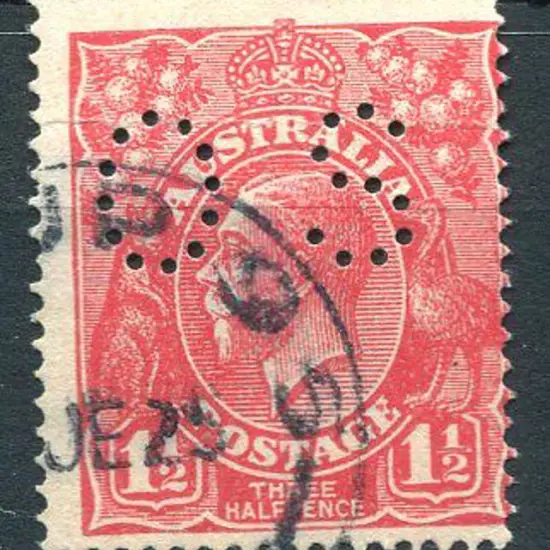 Group 95 C27 30% strike on 1½d red KGV perfined ...