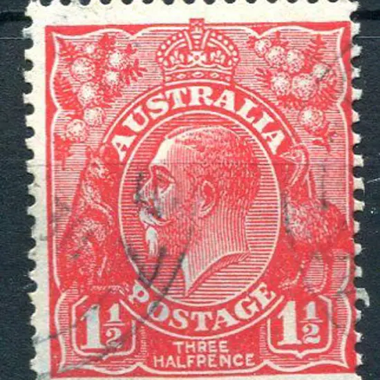 Group 97 C28 Two poor part strikes on 1½d red KGV ...