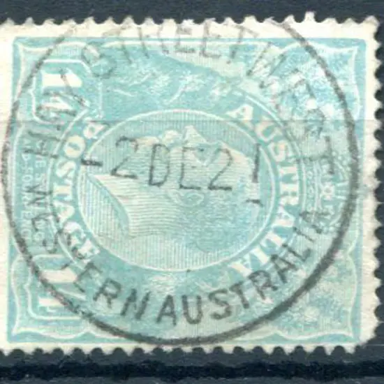 Hay Street West A25on 1/4d turquoise KGV for 2 DE ...