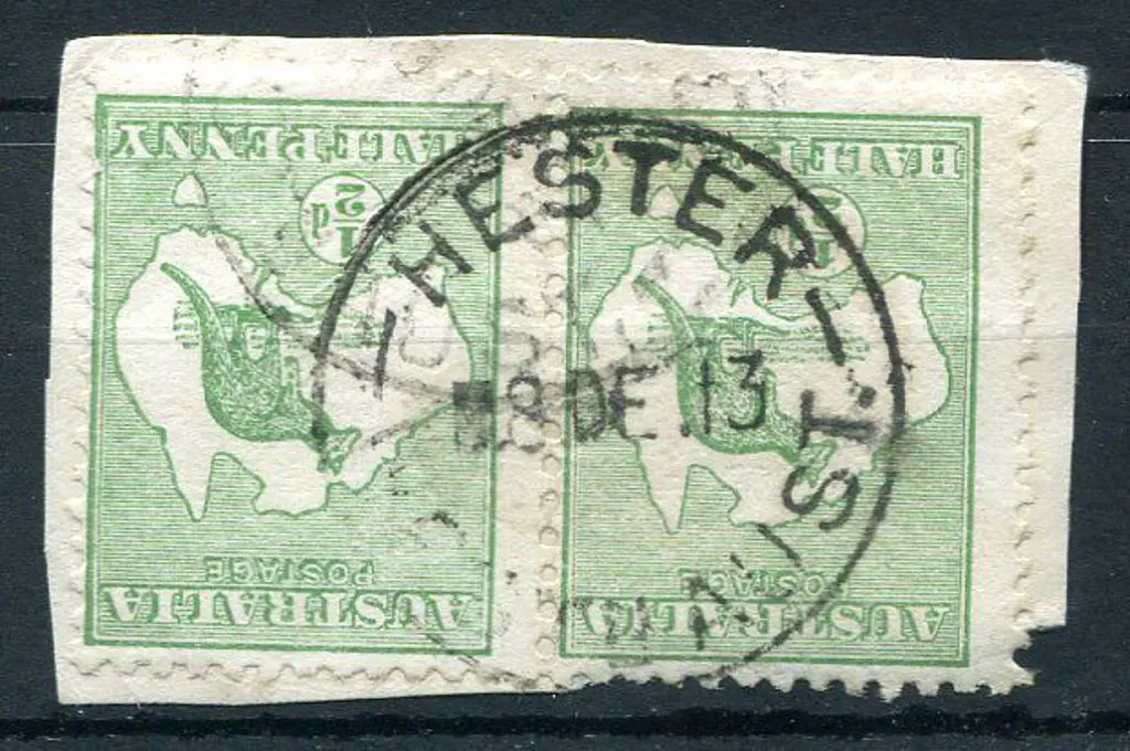 Hester B28 Complete strike on ½d green kangaroo ... Image 1++