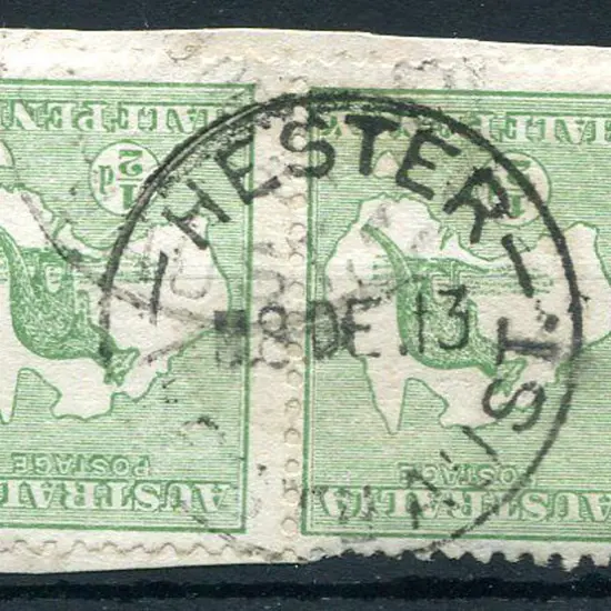 Hester B28 Complete strike on ½d green kangaroo ...