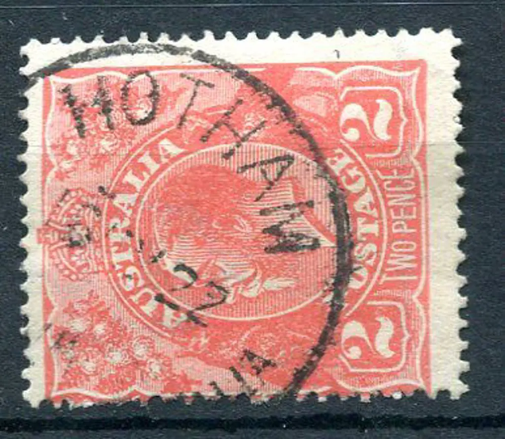 Hotham A27 on 2d red KGV for 16 MY 22. Clear 60% ... Image 1++