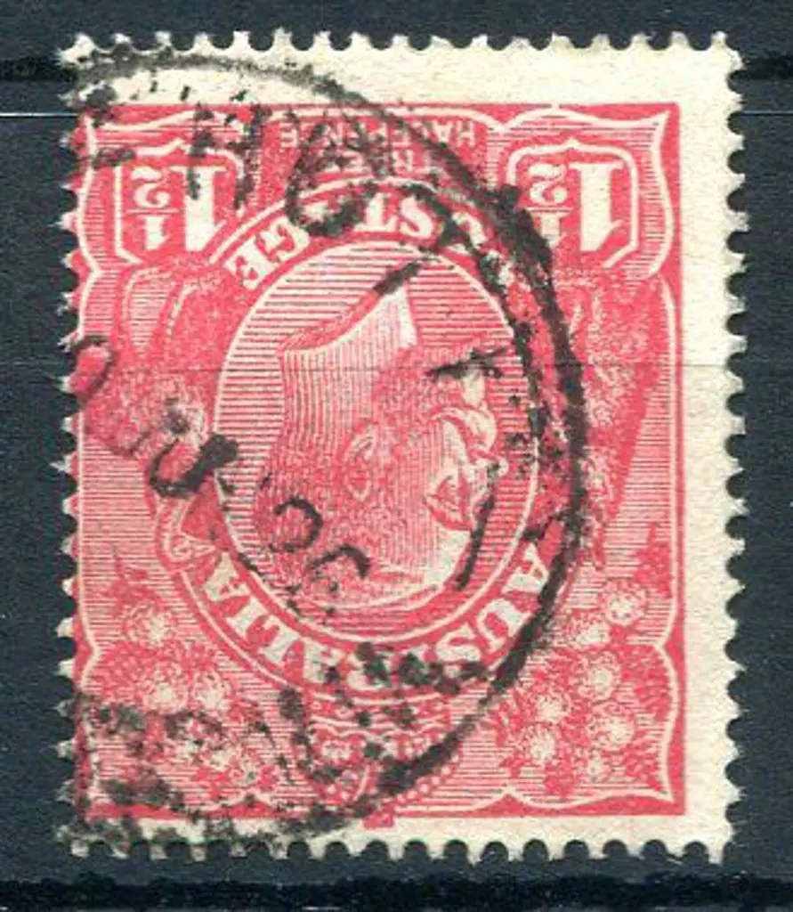 Hutt A28 50% part strike on 1½d red KGV for ?0 JU ... Image 1++