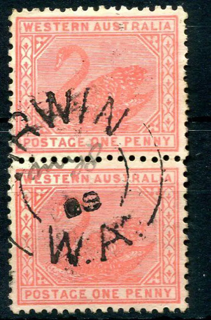 Irwin 2b. Fine 95% strike on 1d red swans pair for ... Image 1++