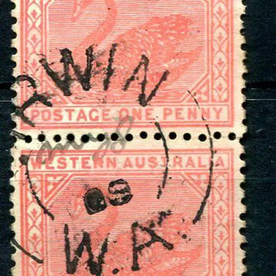 Irwin 2b. Fine 95% strike on 1d red swans pair for ...