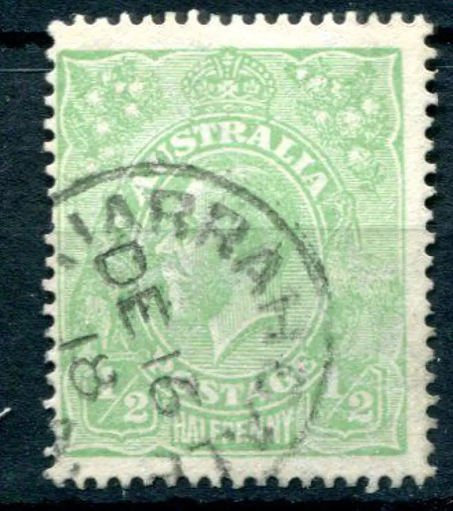 Jarrahdale 3b-a on ½d green KGV (LMW inverted) ... Image 1++