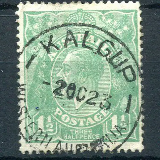 Kalgup D26 Bullseye strike on 1½d green KGV for 2 ...