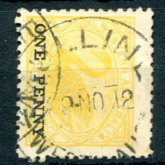 Mulline B29 on "ONE PENNY" surcharge on 2d yellow ...