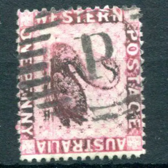 Perth 11 bar "P" obliterator BL-P on 1d carmine ...
