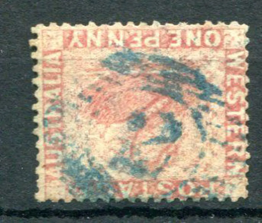 Perth 15 bar 12 obliterator Ob 15-2 in blue ink on ... Image 1++
