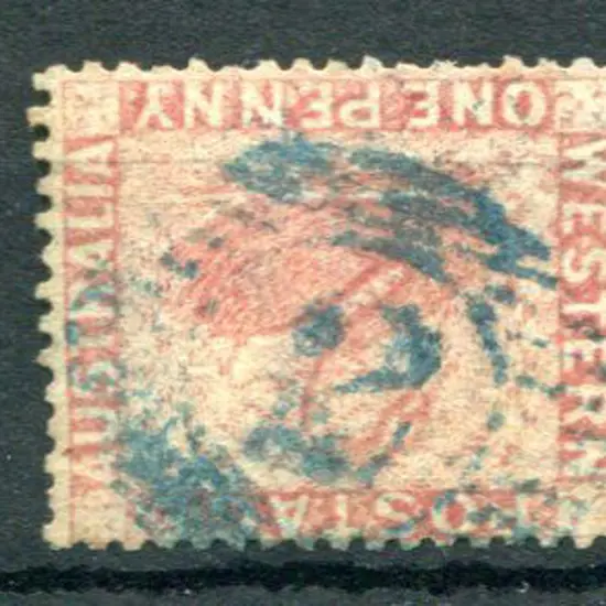 Perth 15 bar 12 obliterator Ob 15-2 in blue ink on ...
