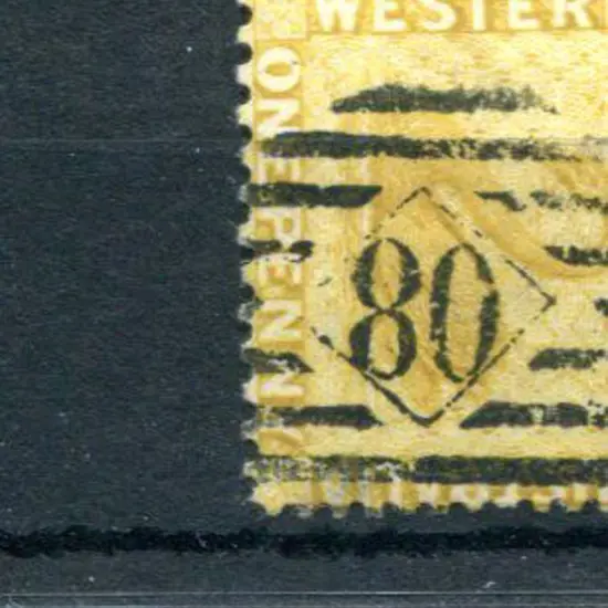 Perth Diamond 80 obliterator on 1d yellow-ochre ...