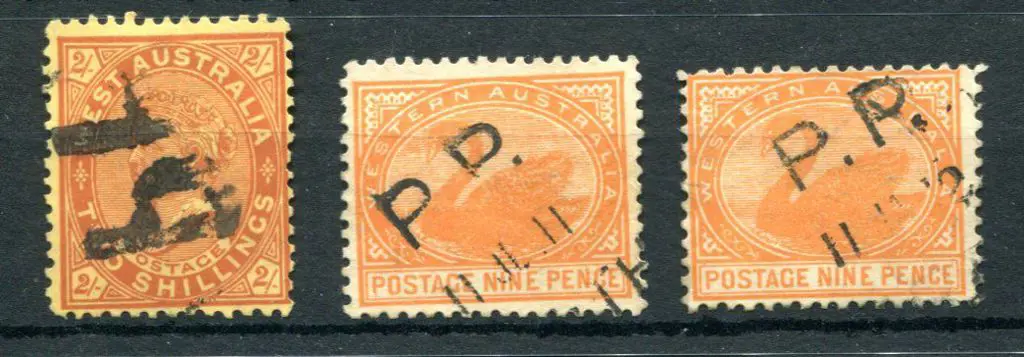 Perth Parcel Post Three cancels incl hand cut ... Image 1++