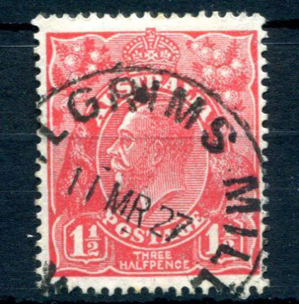 Pilgrims Mill C29 on 1½d red KGV for 11 MR 27. ... Image 1++
