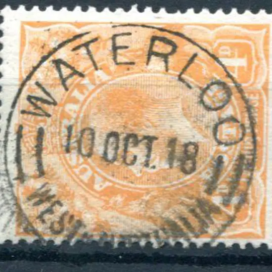 Waterloo D25 on 4d orange KGV for 1 OCT 18. Superb ...