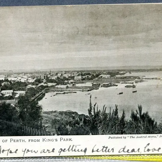 "City of Perth, from King's Park" b&w undivided ...