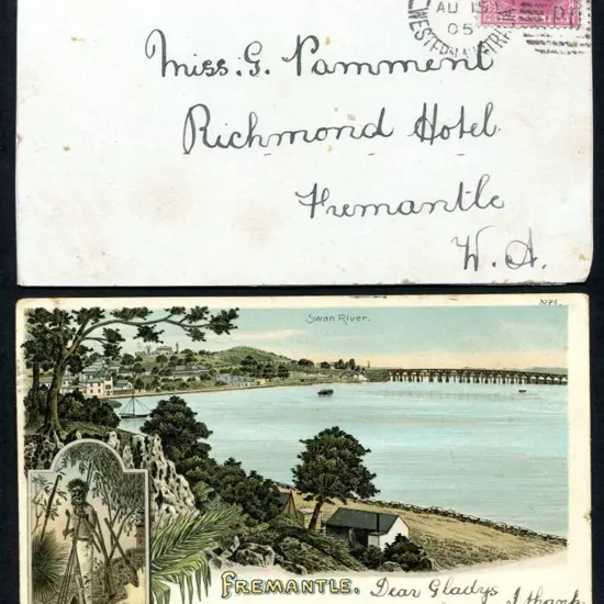 "Fremantle" with 2 scenes titled "Swan River" & ...