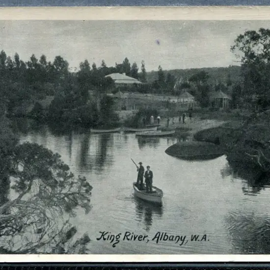 "King River, Albany, W.A." b&w with thin white ...
