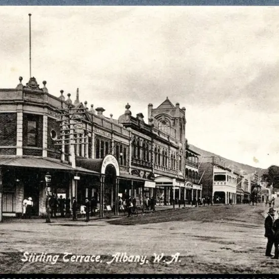 "Stirling Terrace, Albany, W.A." sepia card with ...