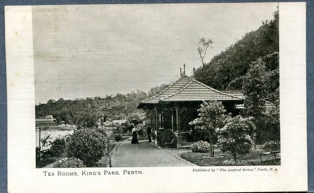 "Tea Rooms, King's Park, Perth" Austral Stores b&w ... Image 1++