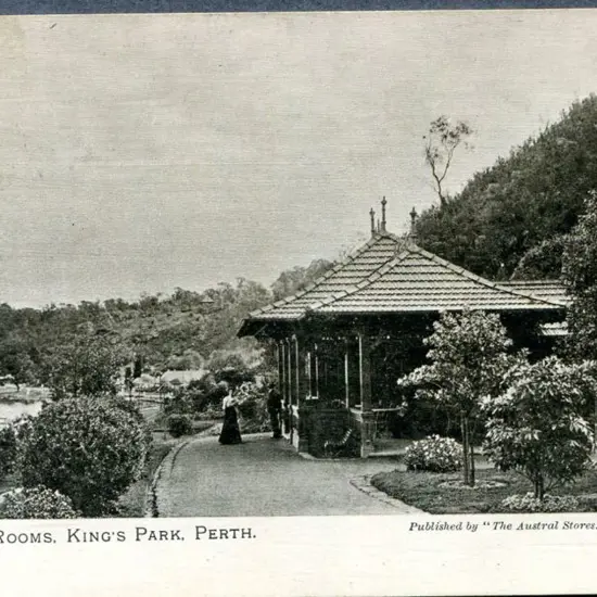 "Tea Rooms, King's Park, Perth" Austral Stores b&w ...