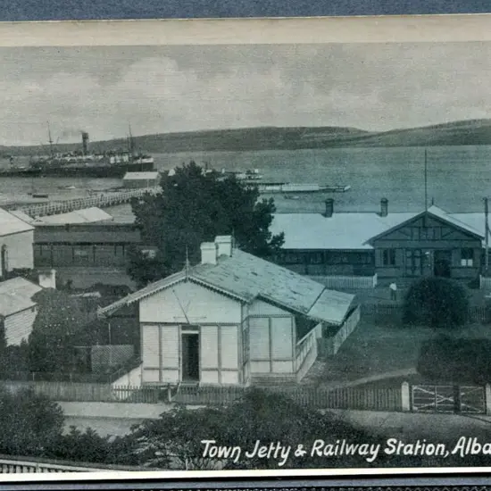 "Town Jetty & Railway Station, Albany, W.A." b&w ...