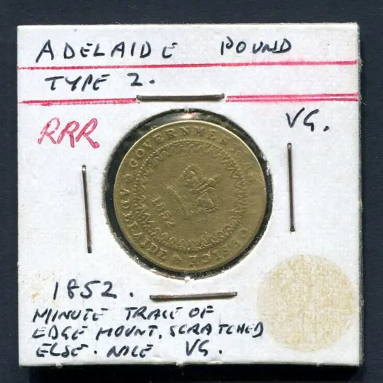 1852 Adelaide Pound, type II. Minute trace of edge ...