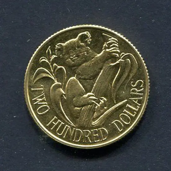 1980 $200 Koala gold coin in RAM folder.