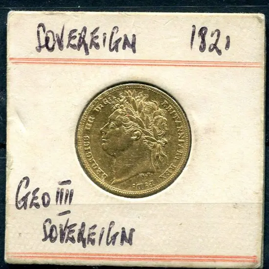 England 1821 King George IV Gold sovereign. VF