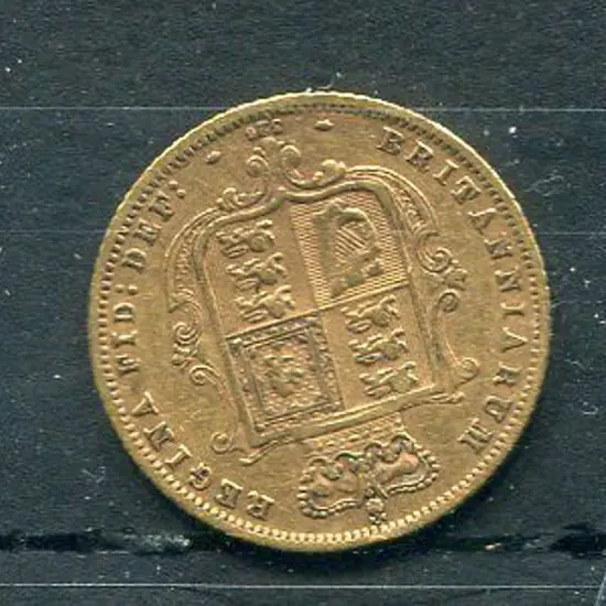 England 1872 Queen Victoria Gold half sovereign. F