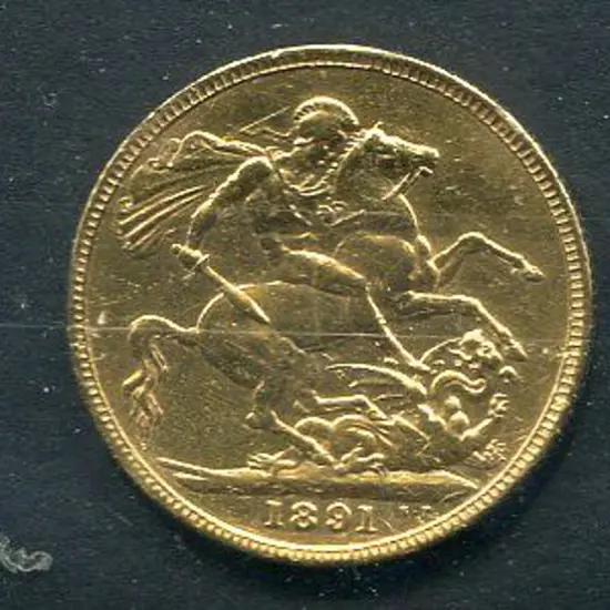 England 1891 QV Jubilee Head Gold sovereign. F