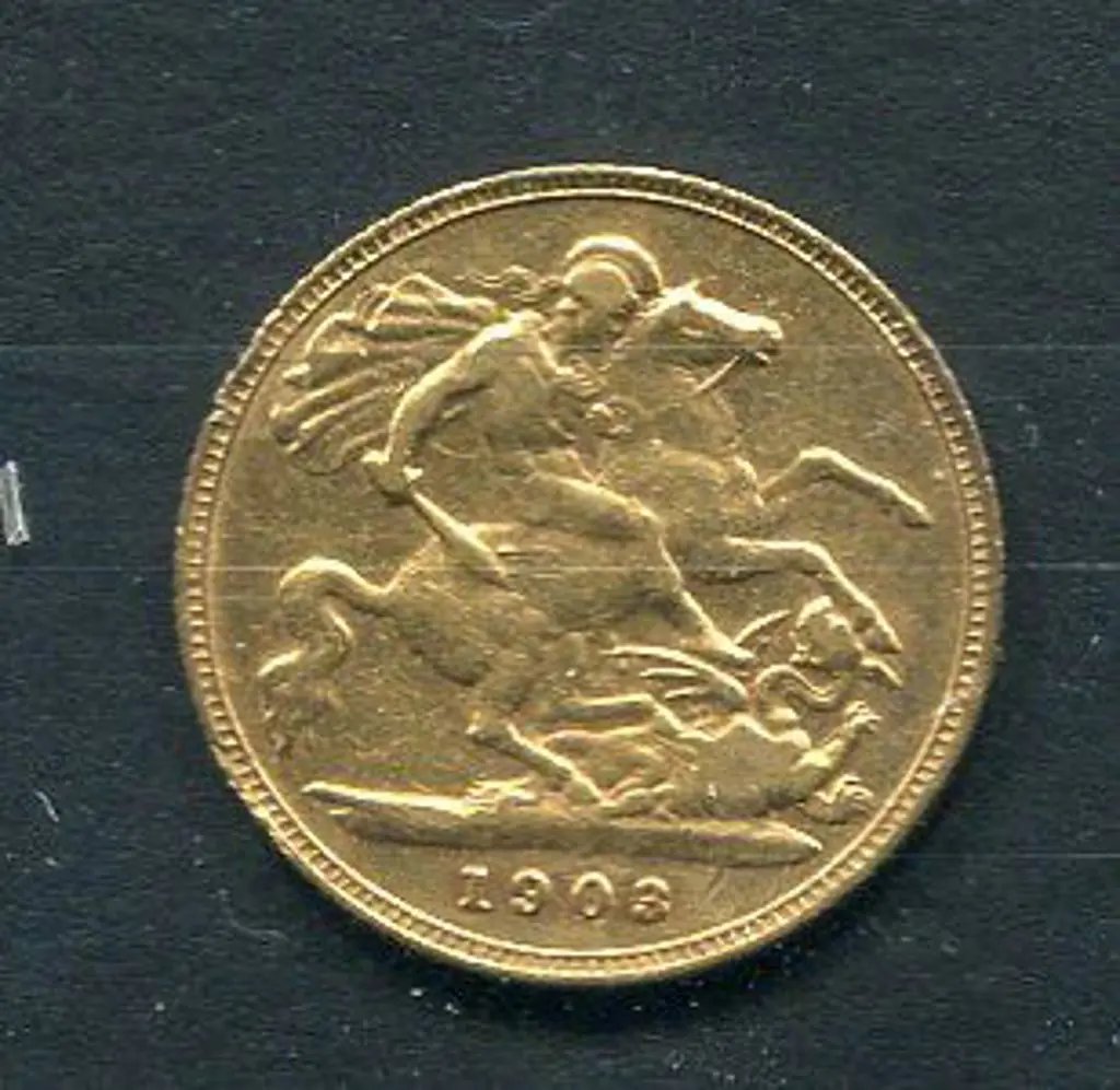 England 1903 KEVII Gold half sovereign. VF Image 1++
