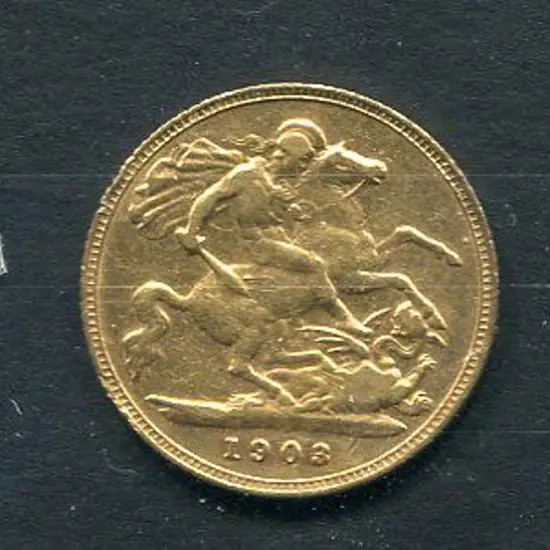 England 1903 KEVII Gold half sovereign. VF