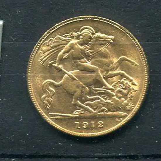 England 1912 KGV Gold half sovereign. VF