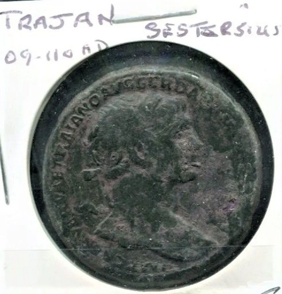 109-110AD Trajan Sesterius. F+ Image 1++