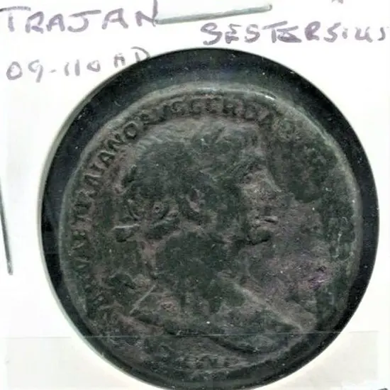 109-110AD Trajan Sesterius. F+