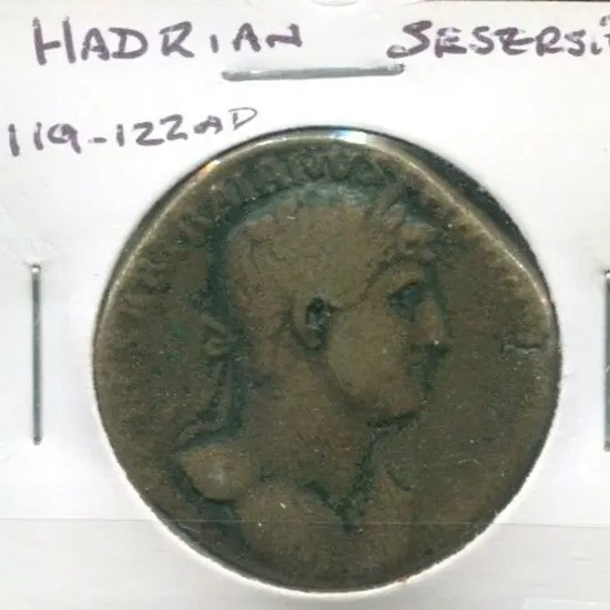 119-122AD Hadrian Sesterius. A scarce coin. F