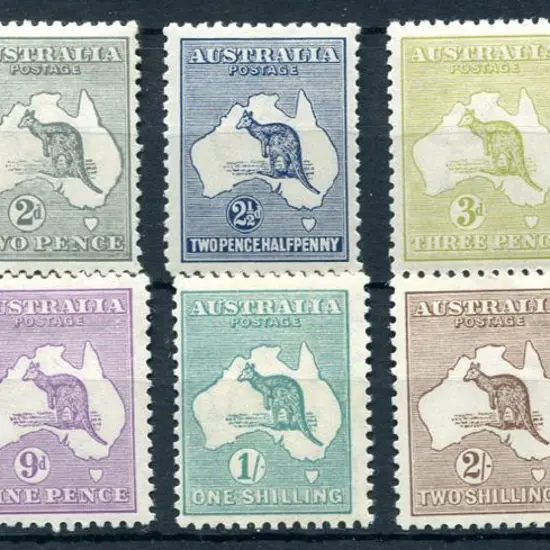 Kangaroos 1915/28 3rd wmk selection to 2/- with 2d ...