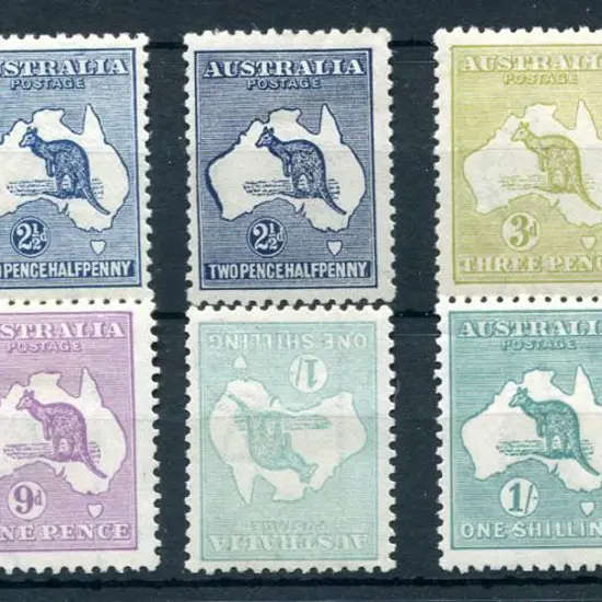 Kangaroos 1915/28 3rd wmk group with varieties ...
