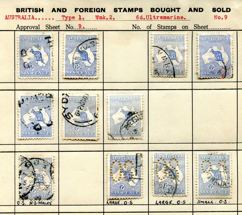 Kangaroos Old time dealers unpriced approval book ... Image 1++