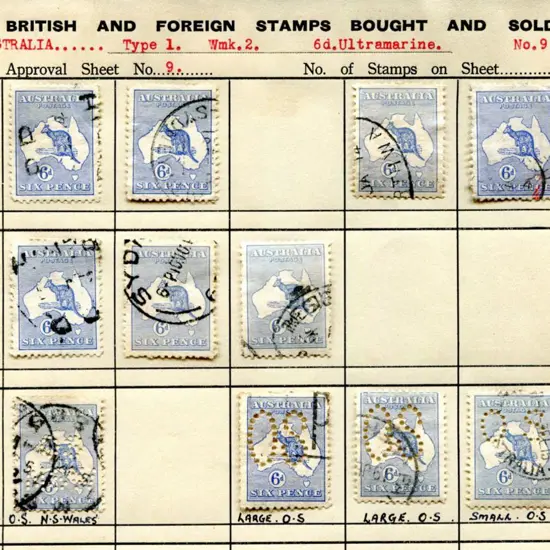 Kangaroos Old time dealers unpriced approval book ...