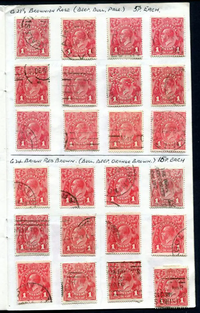 KGV 1d reds in "BSAP" approval book with stamps ... Image 1++