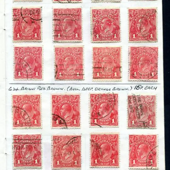 KGV 1d reds in "BSAP" approval book with stamps ...
