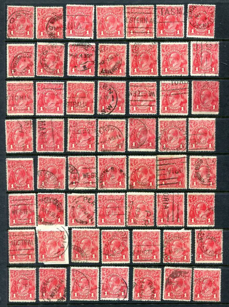 KGV 1d reds single line perf, good to fine used ... Image 1++