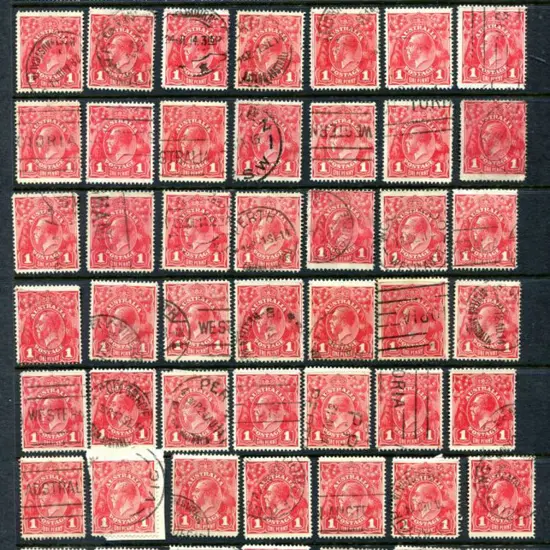 KGV 1d reds single line perf, good to fine used ...