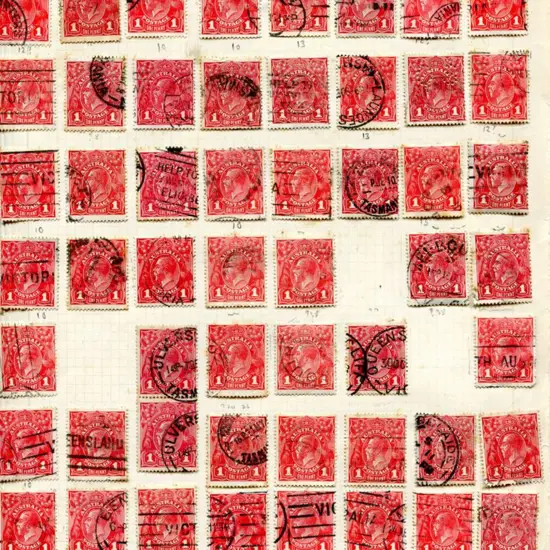KGV 1d reds. Old time accum on album pages with ...