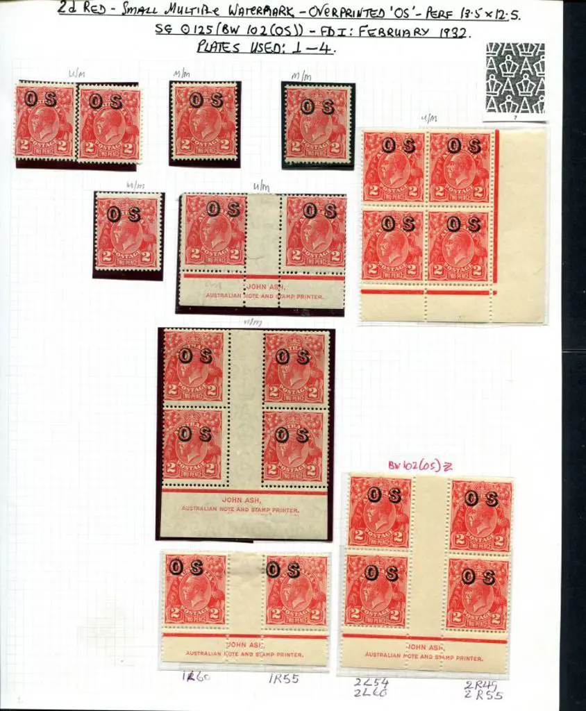 KGV 2d scarlet Die III, 1930 Small Mult wmk, study ... Image 1++