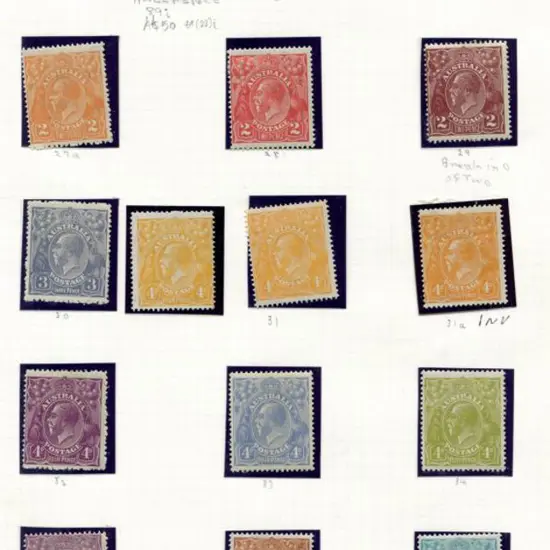 KGV MLH range on 5 album leaves with single crown ...