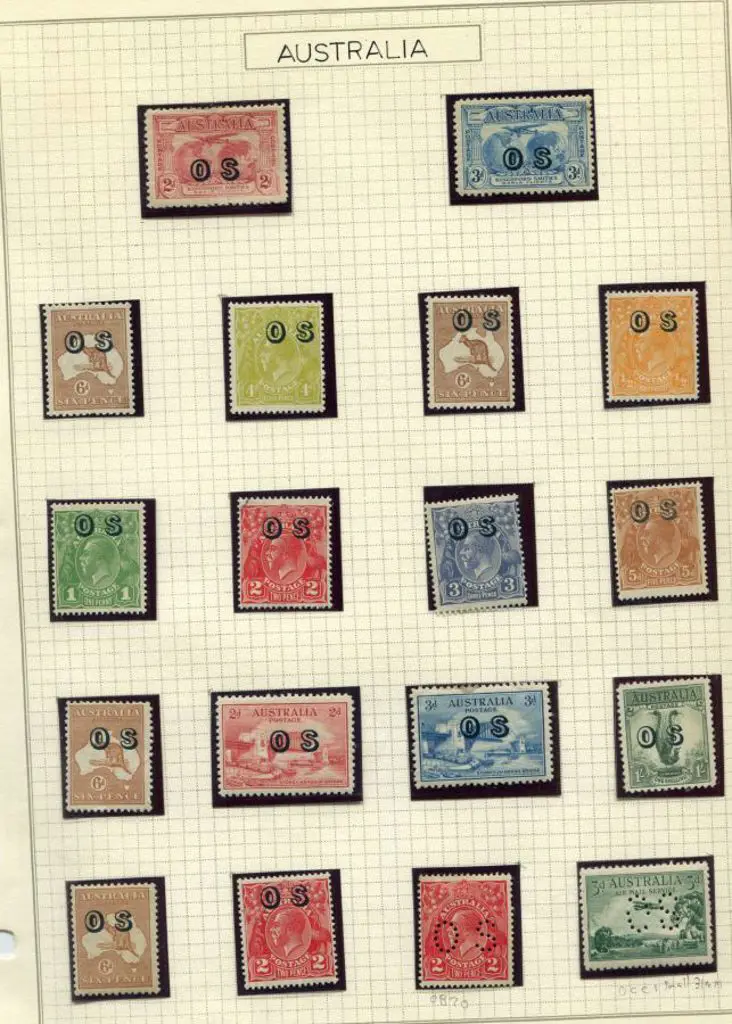 Officials 1913-1932 range of perfined & ovptd "OS" ... Image 1++